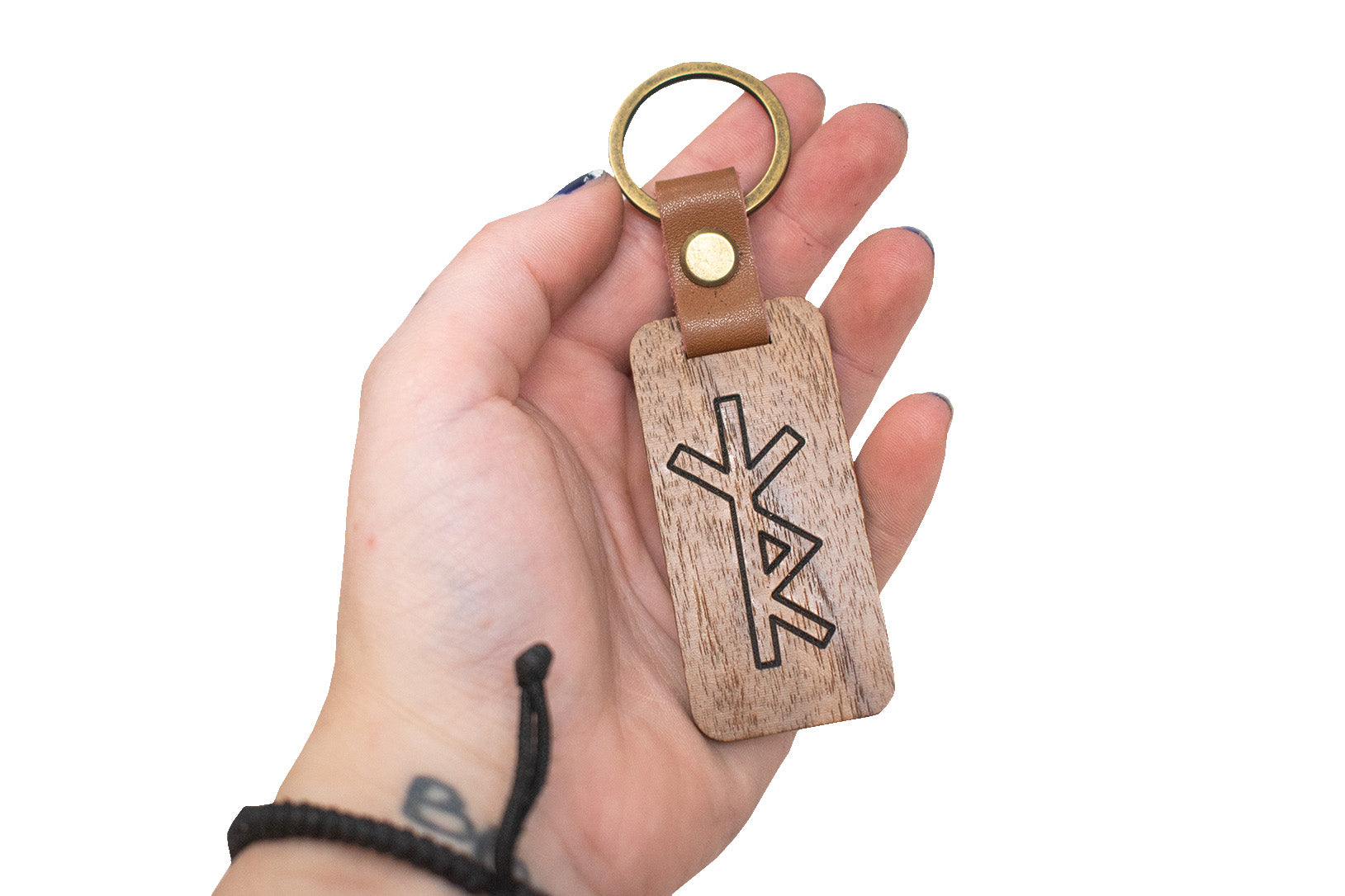 safe travels bindrune keychain