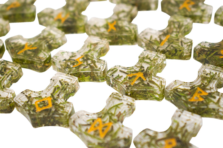 mossy mjolnir elder futhark rune set