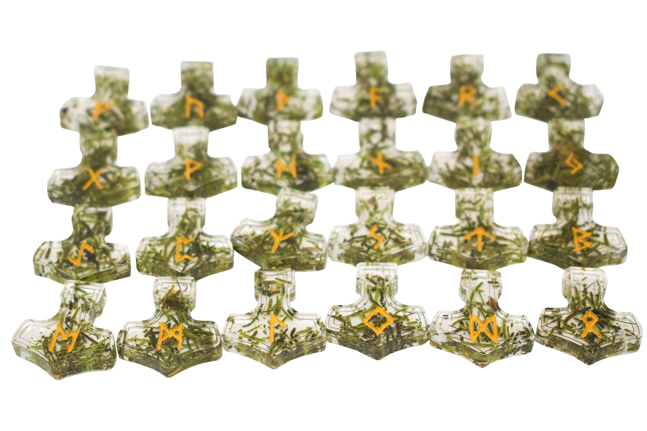 mossy mjolnir elder futhark rune set