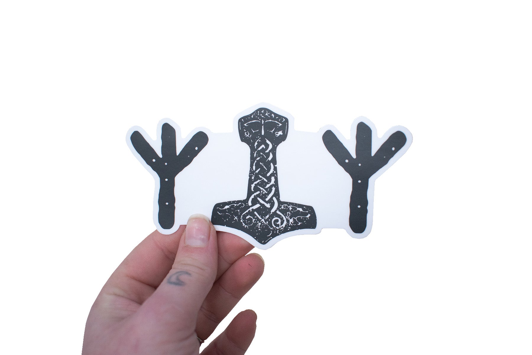 algiz & mjolnir die cut sticker