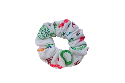 Image of norse symbols hair scrunchie
