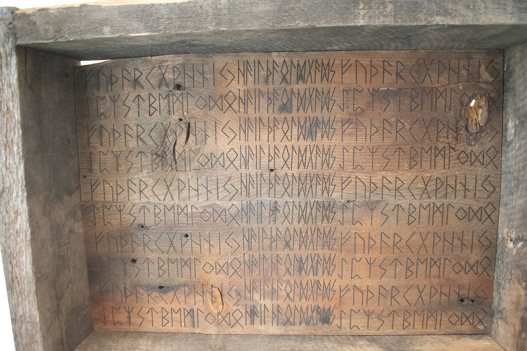 runic HAIL THE OLD GODS antique altar shelf