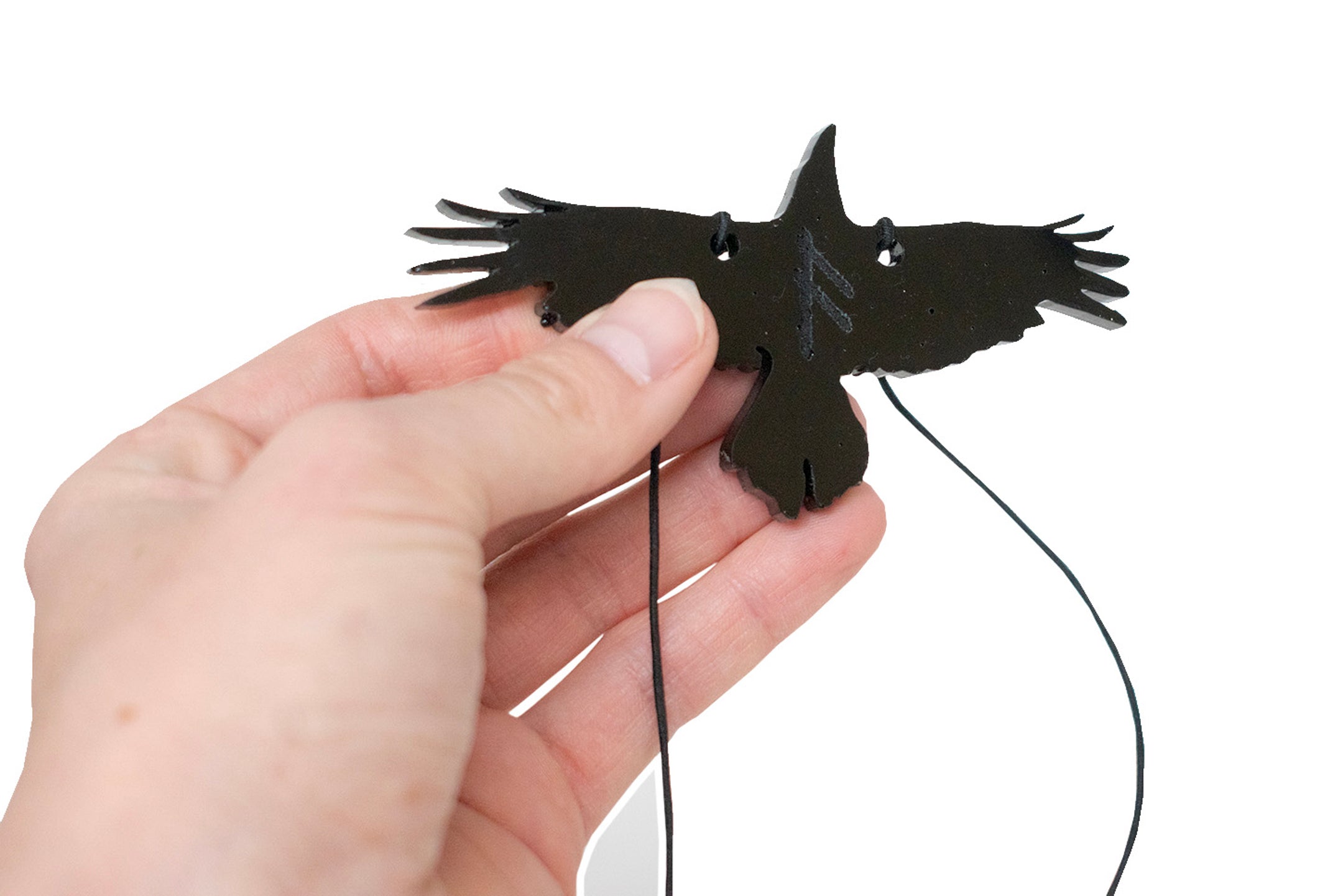 Ansuz rune & raven - rear view mirror hanger, keychain