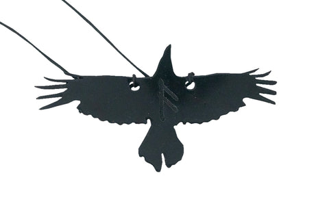 Image of Ansuz rune & raven - rear view mirror hanger, keychain