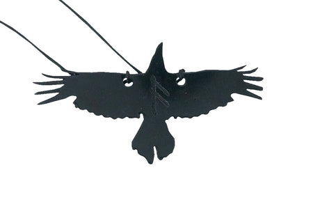 Ansuz rune & raven - rear view mirror hanger, keychain