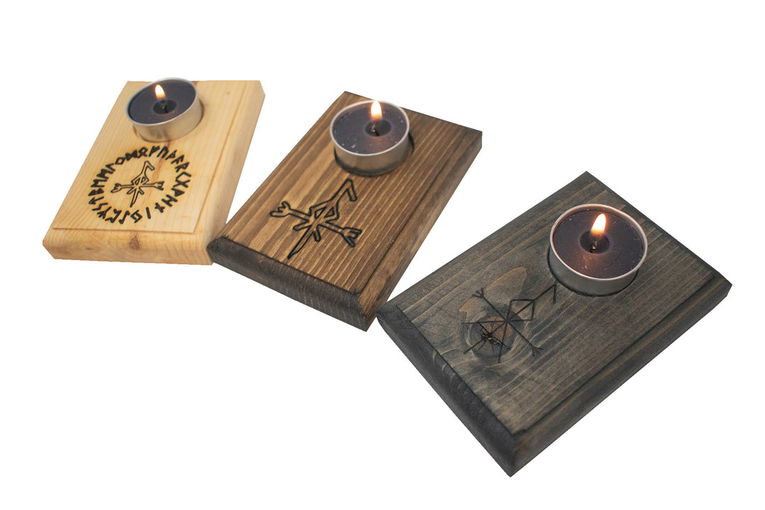 Loki bindrune tealight candle holder