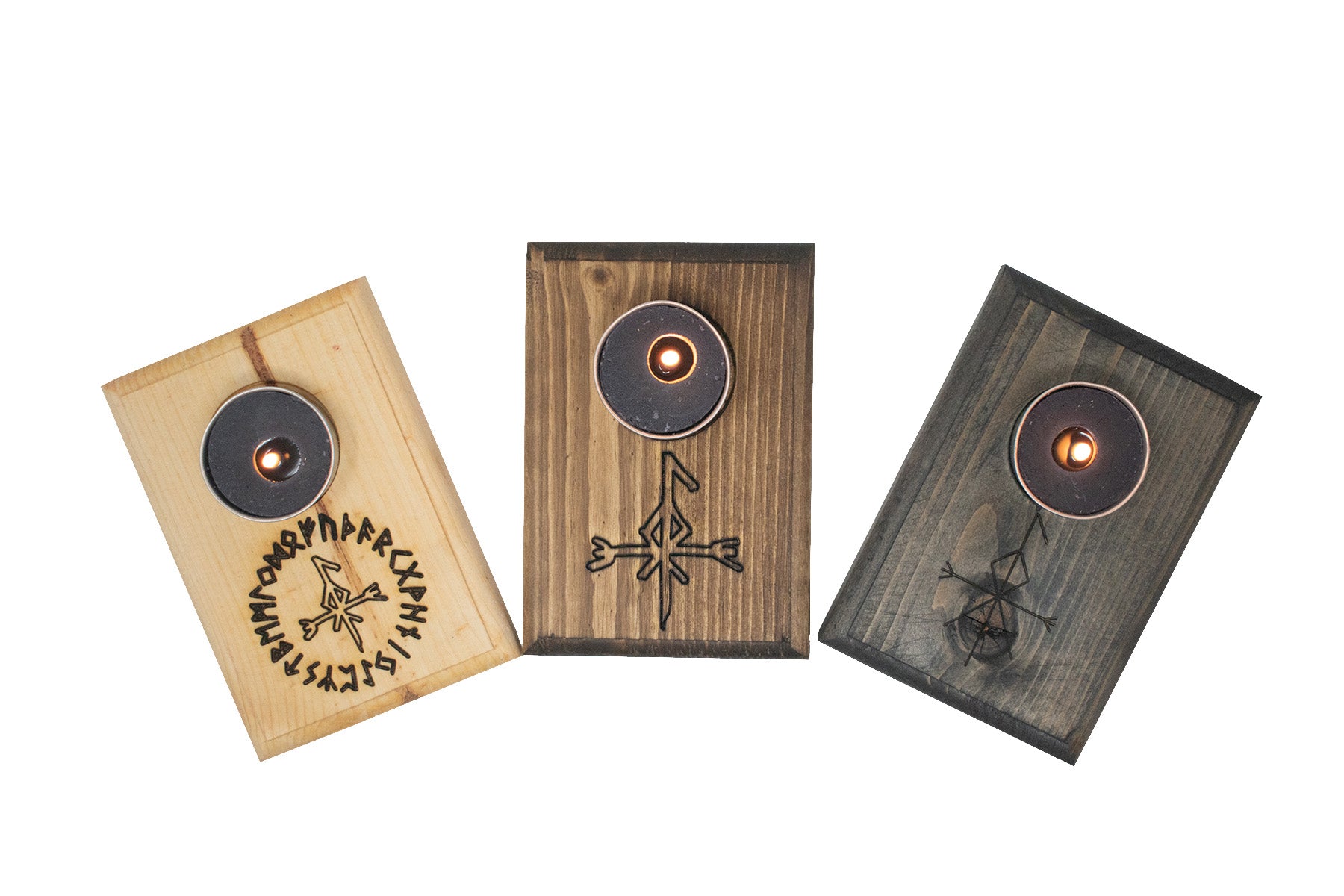 Loki bindrune tealight candle holder