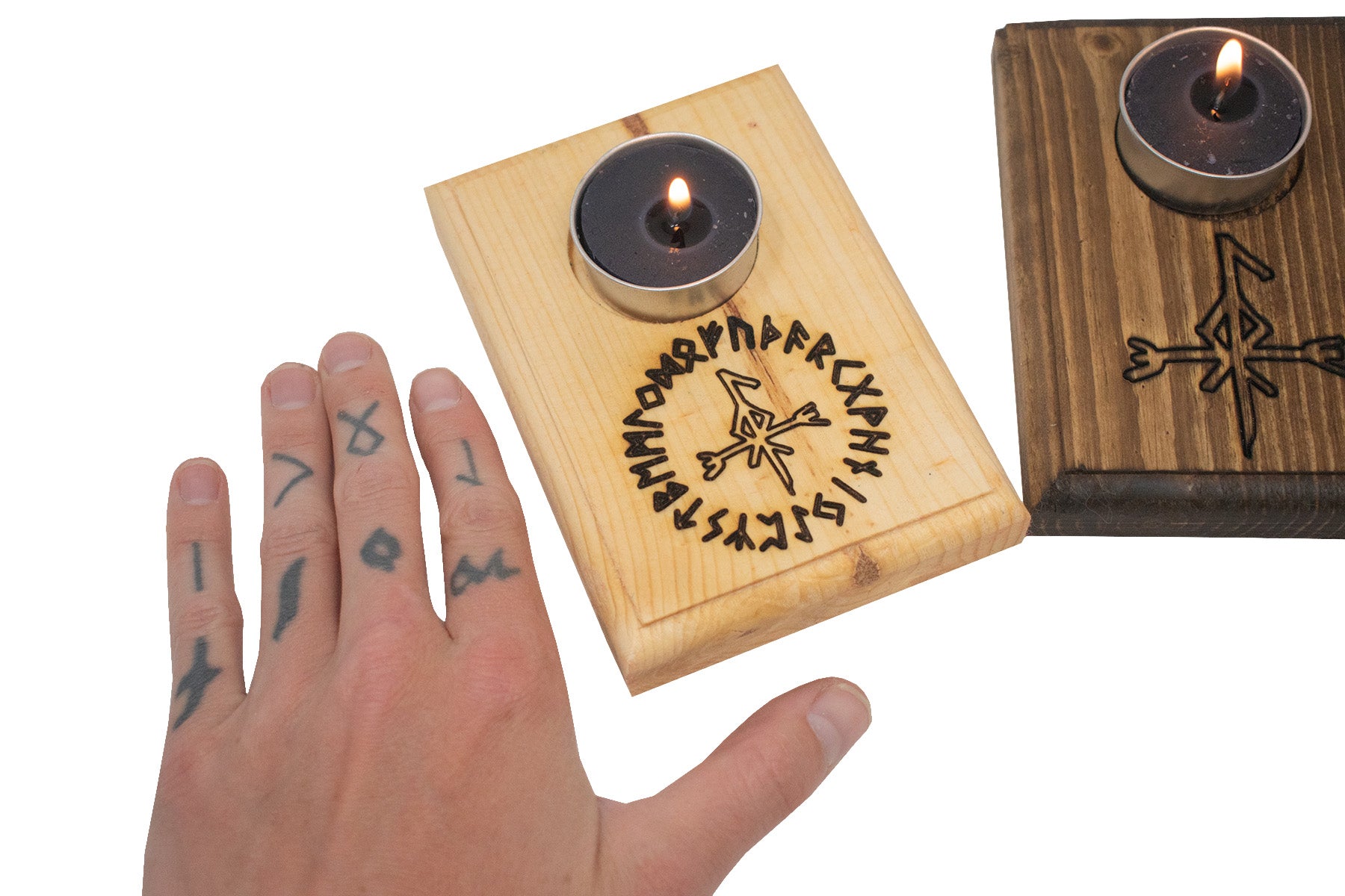 Loki bindrune tealight candle holder