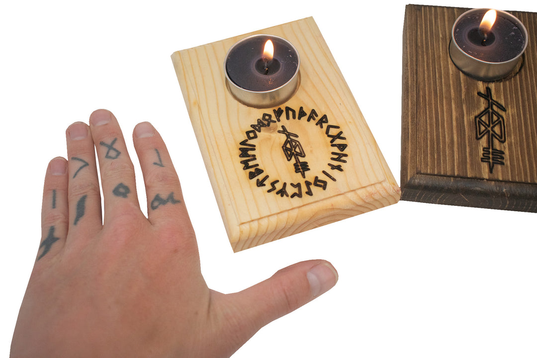 Odin bindrune tealight candle holder