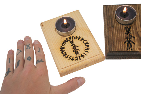 Image of Thor bindrune tealight candle holder