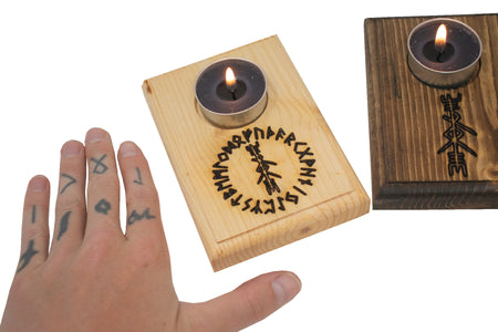 Thor bindrune tealight candle holder