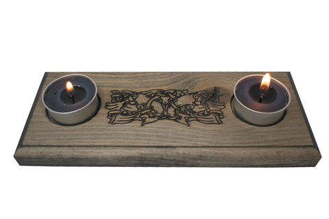 Image of knotwork & algiz rune tealight candle holder