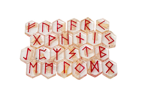 Image of bone elder futhark rune set