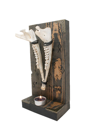 Image of Elder Futhark deer jawbone altar