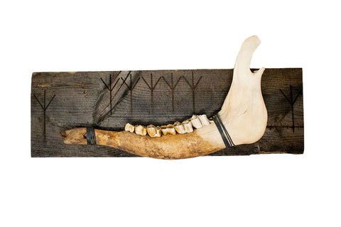 Image of Algiz & elk jawbone wall hanger