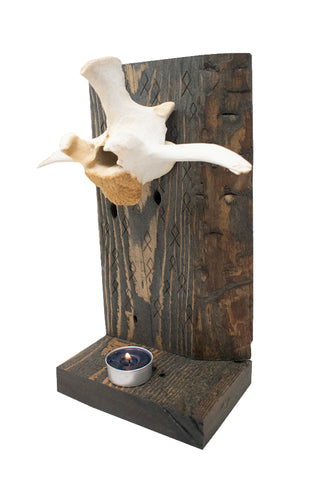 Image of Othala rune & elk vertebra altar