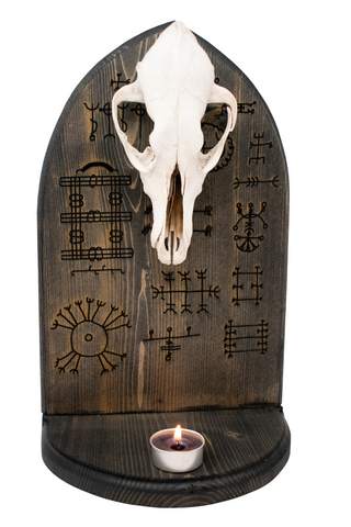 Image of Coyote skull & Icelandic magical staves altar