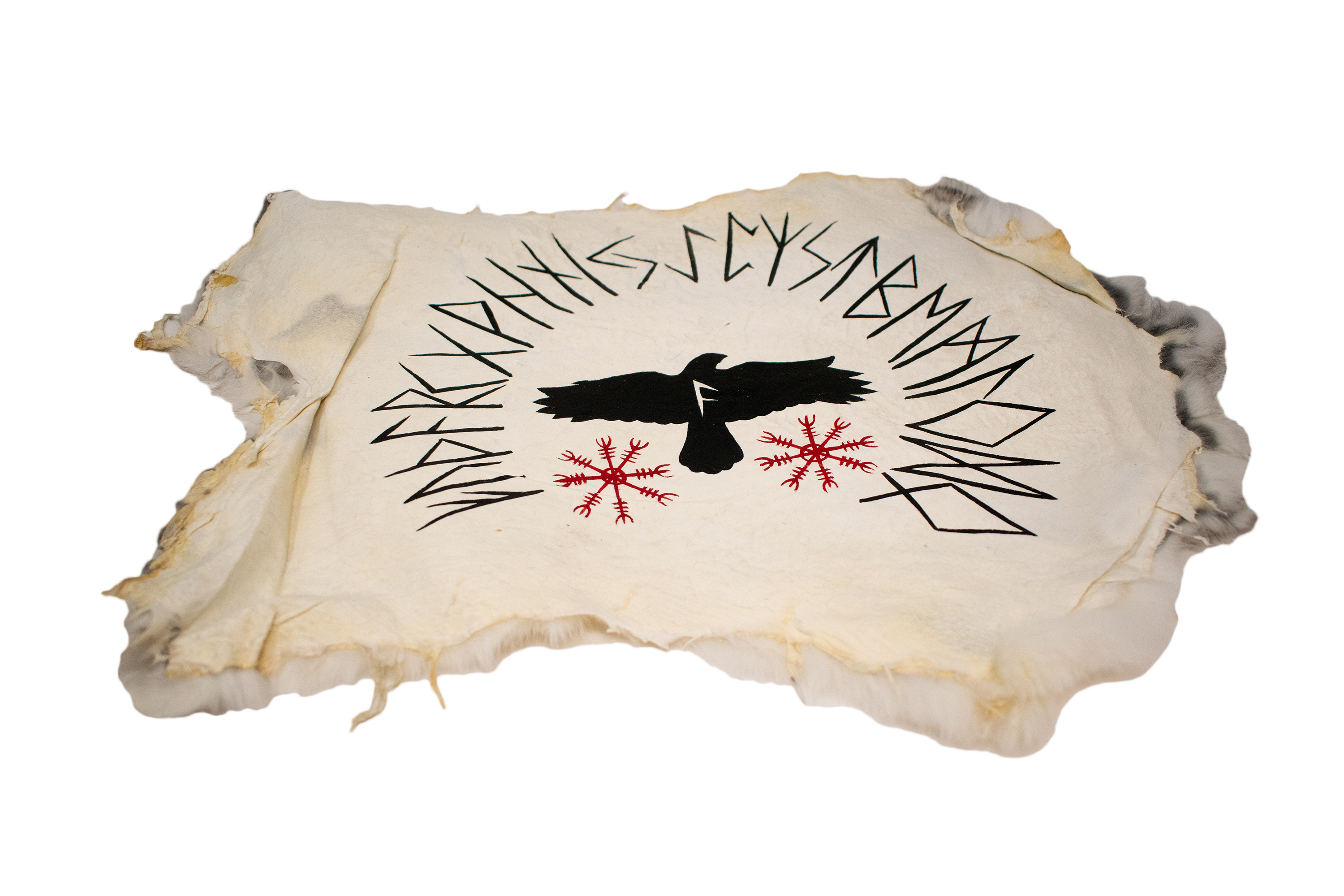 Raven & runes - rabbit hide altar cloth