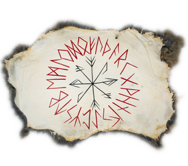 Strength + Growth stave - rabbit hide altar cloth