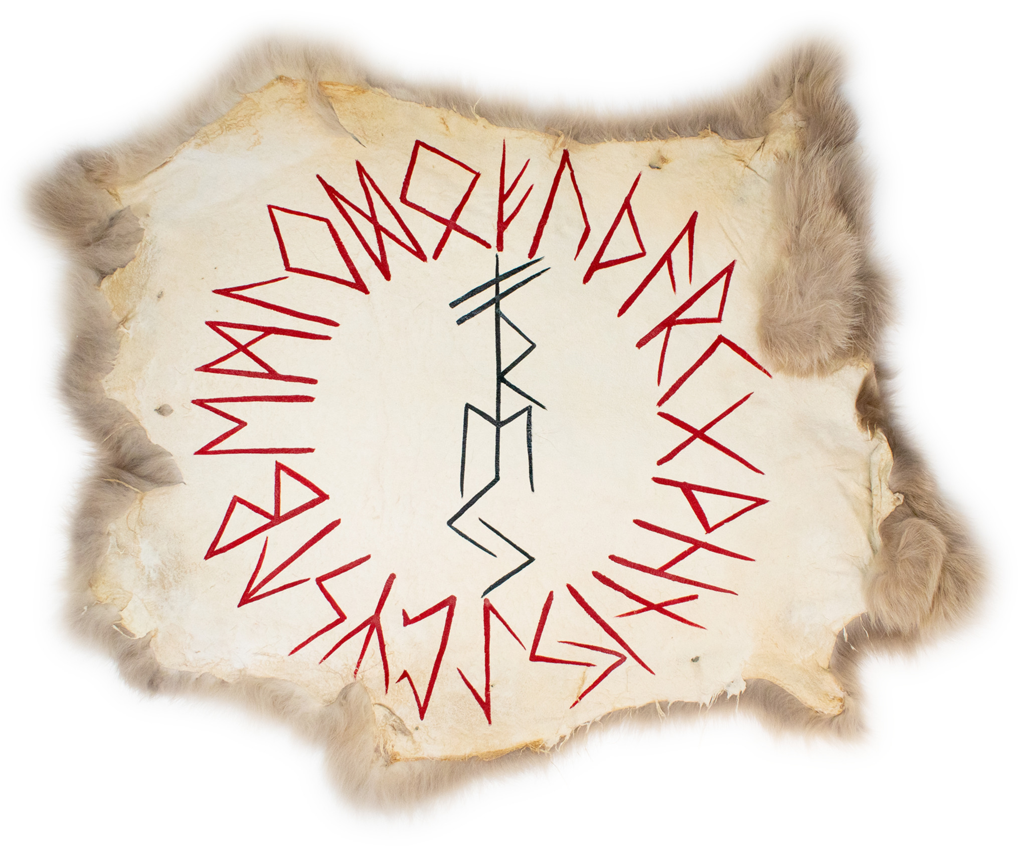 Hand-Painted Freya Bindrune Rabbit Hide Altar Cloth