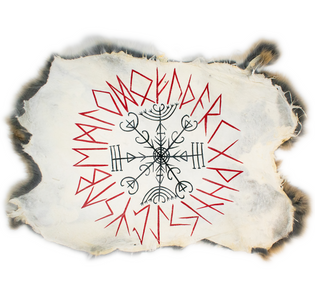 Veldismagn  & runic circle - rabbit hide altar cloth