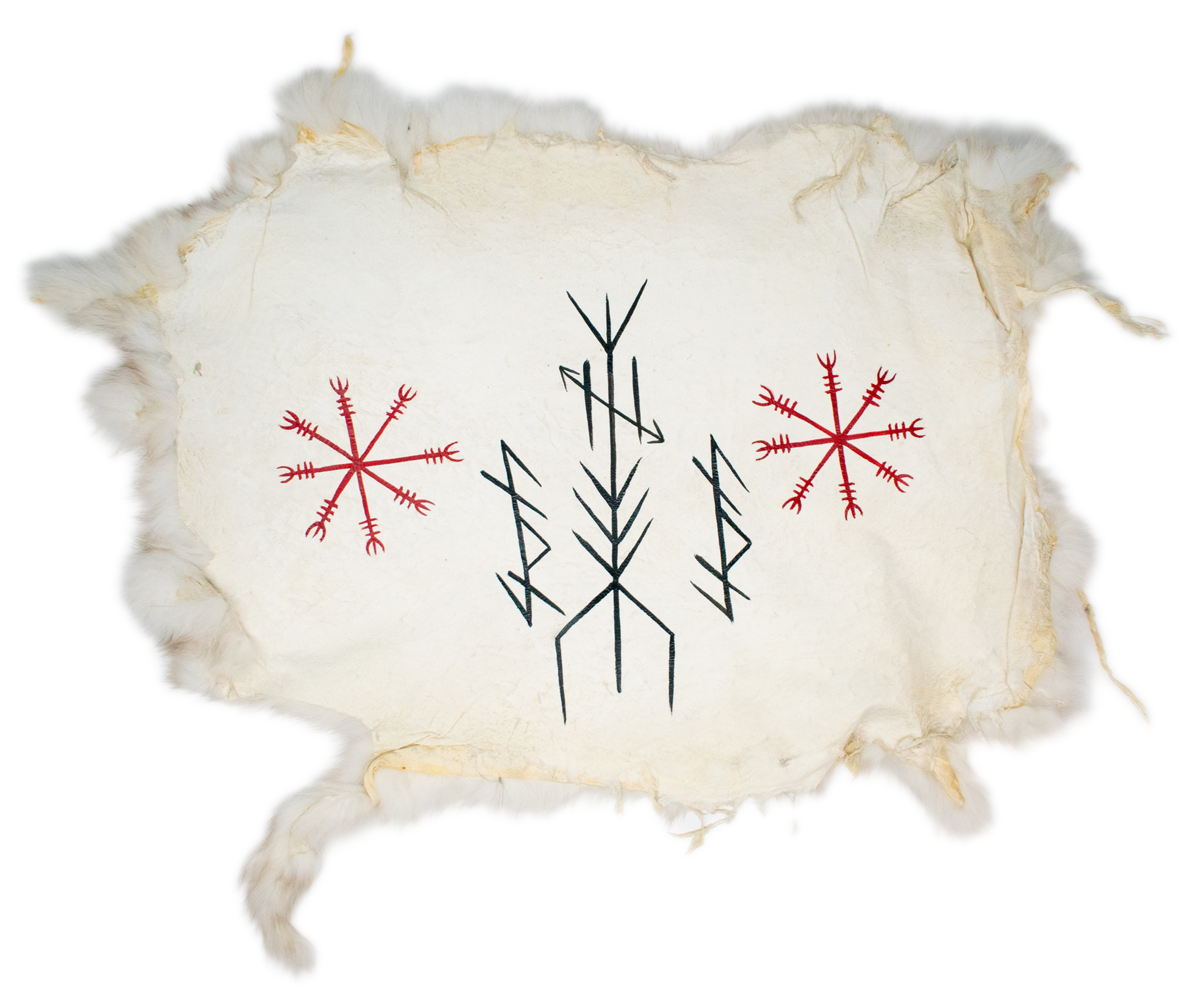 protection bindrune & Ægishjálmr - rabbit hide altar cloth