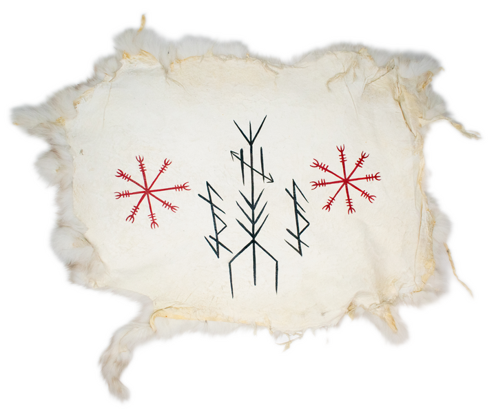protection bindrune & Ægishjálmr - rabbit hide altar cloth