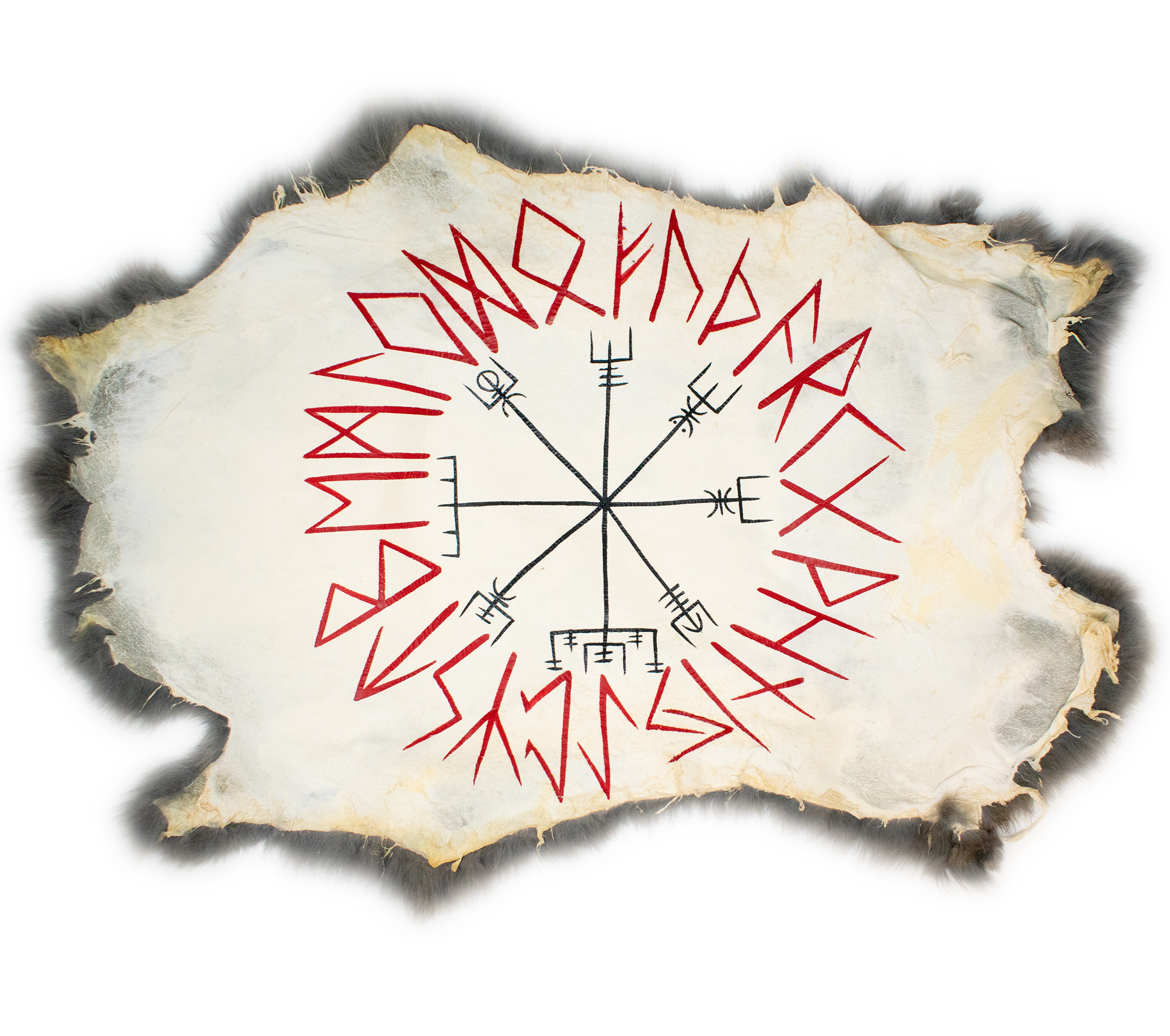 Vegvisir & runic circle - rabbit hide altar cloth