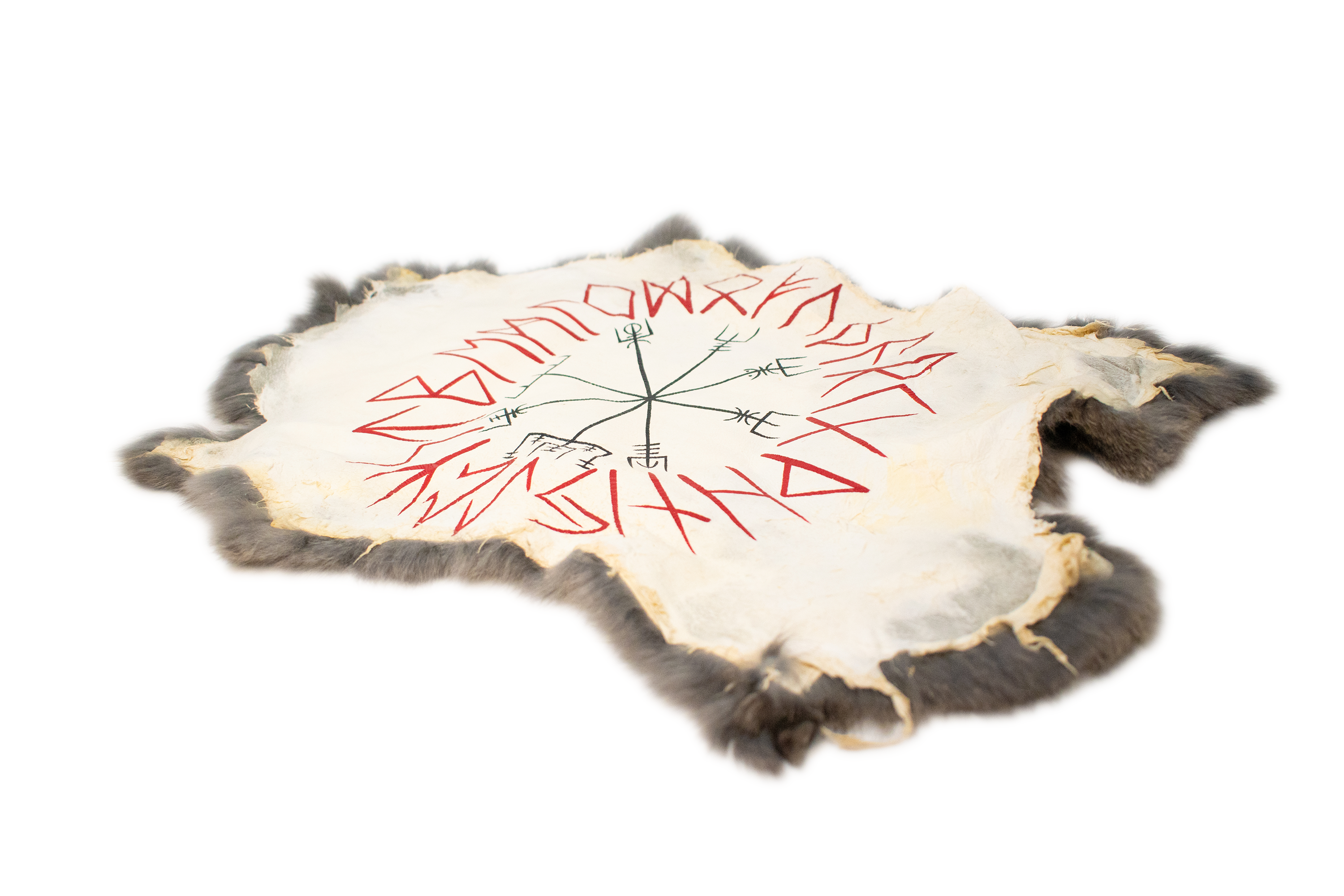 Vegvisir & runic circle - rabbit hide altar cloth