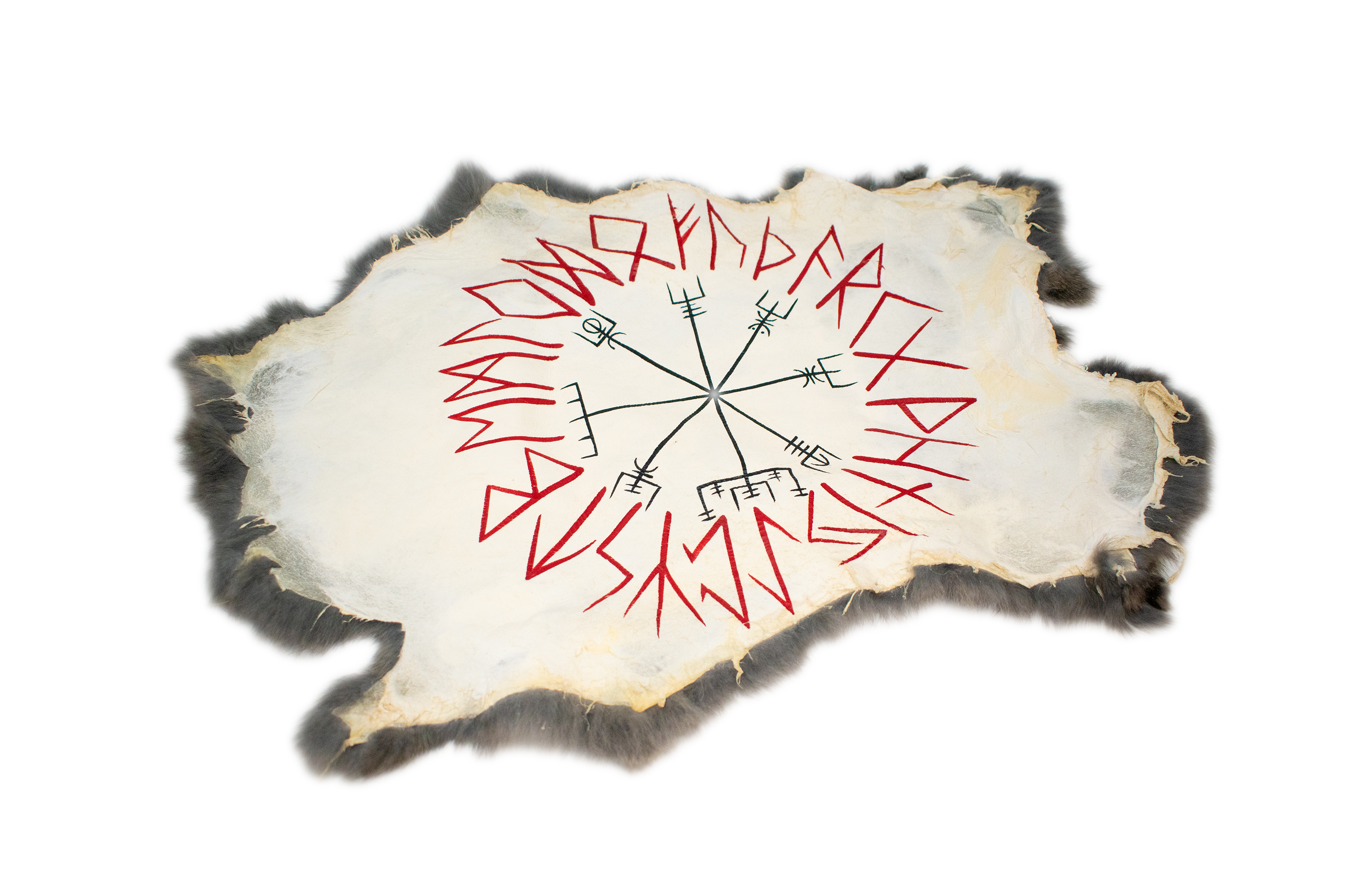 Vegvisir & runic circle - rabbit hide altar cloth