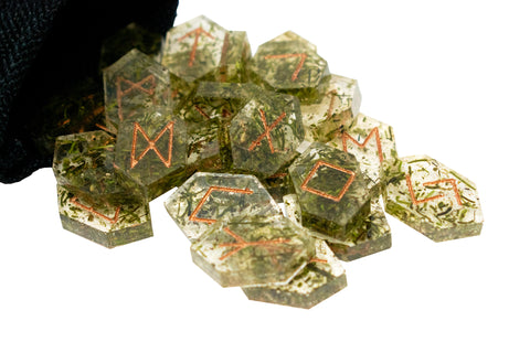 Image of moss elder futhark rune set