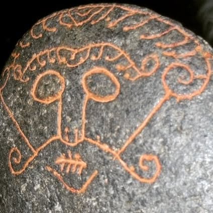 blackened elk skull loki snaptun stone altar piece