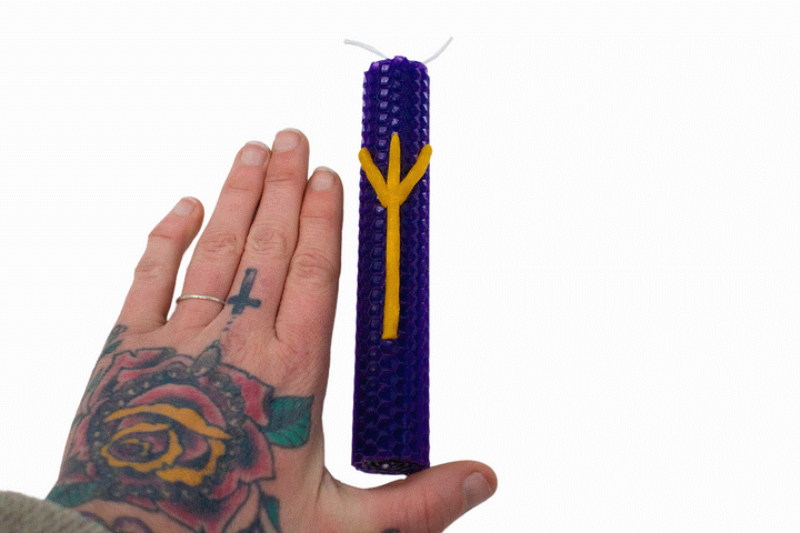 Intuitively selected beeswax rune candle