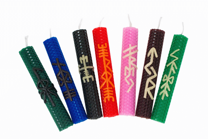 Bindrune candle for the norse gods - beeswax