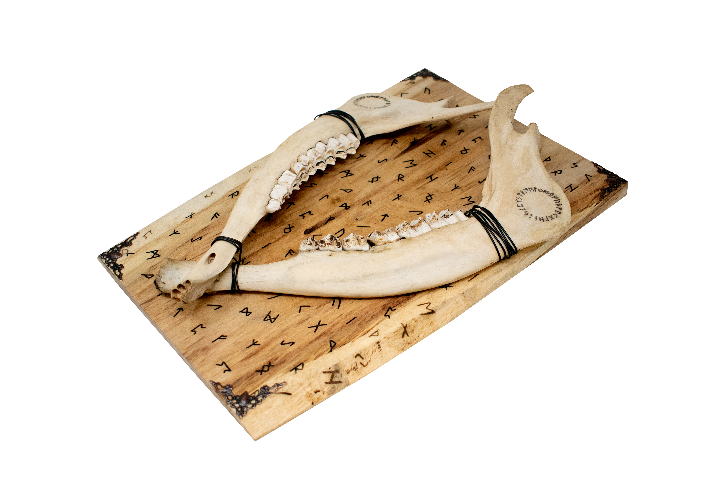 runic double elk jawbone hanger