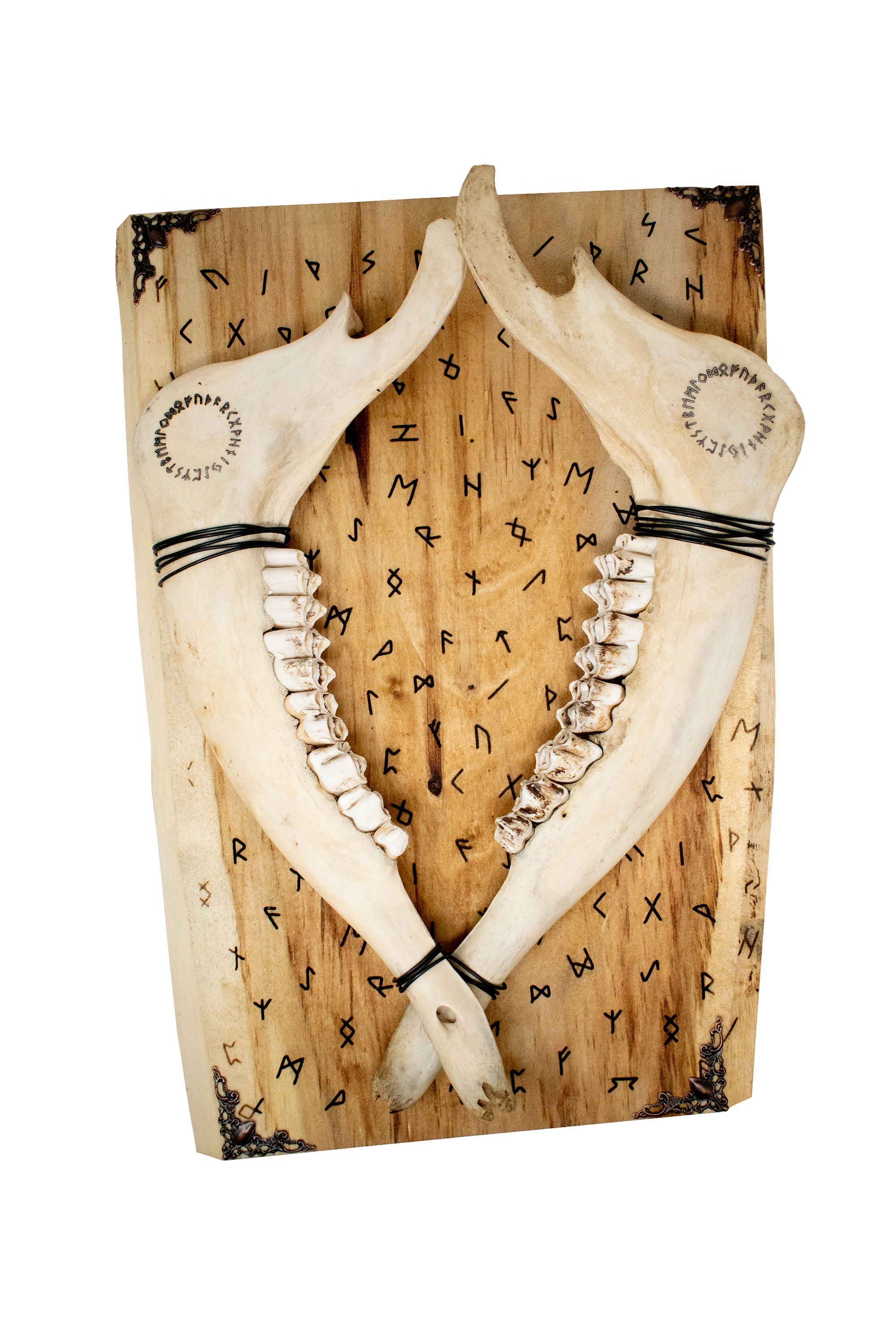 runic double elk jawbone hanger