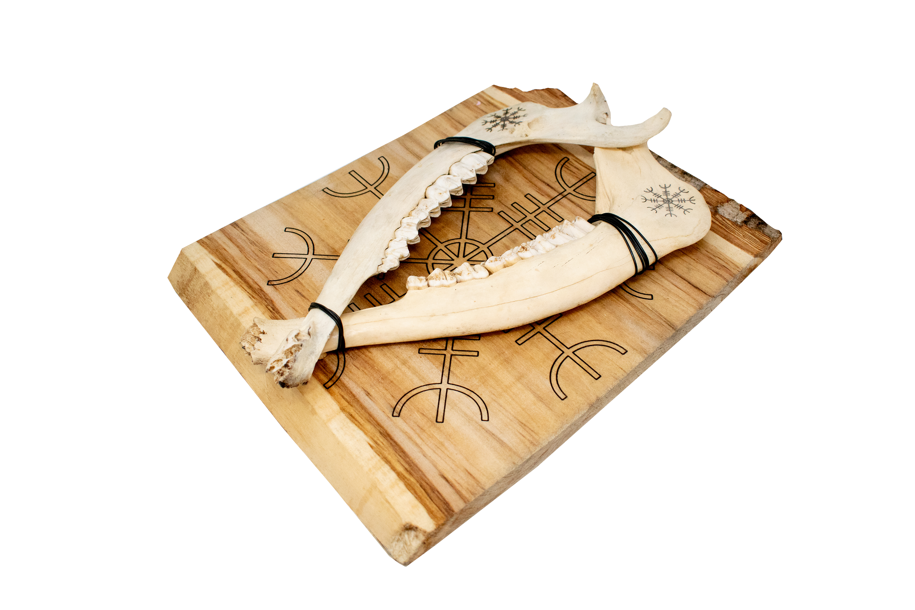 Ægishjálmr (helm of awe) double elk jawbone hanger