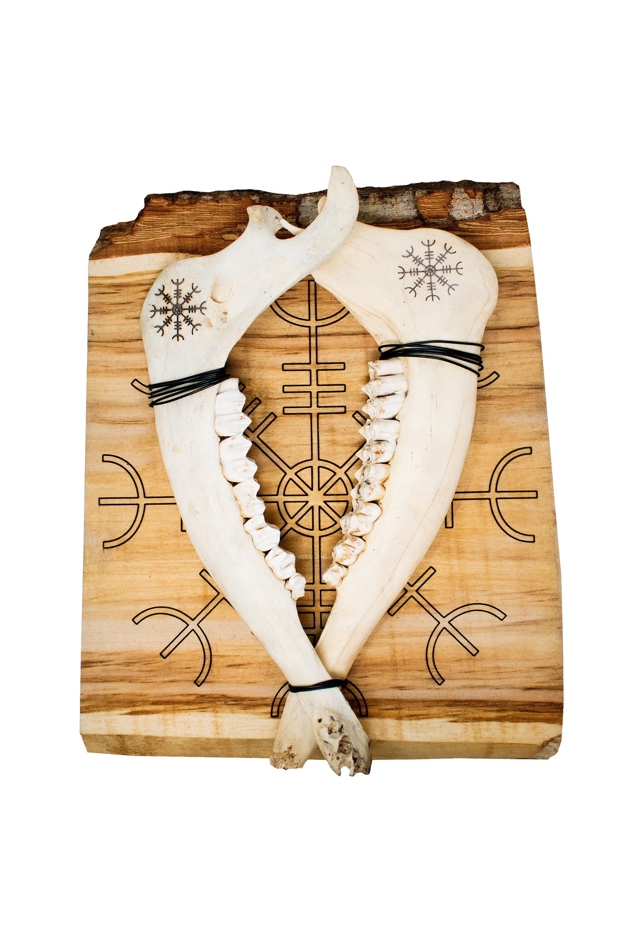 Ægishjálmr (helm of awe) double elk jawbone hanger