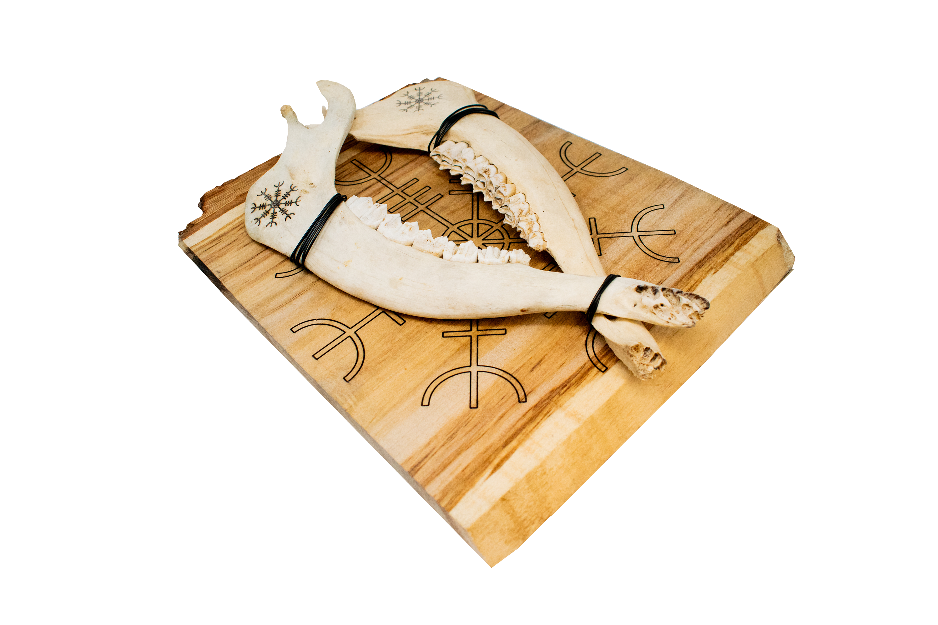 Ægishjálmr (helm of awe) double elk jawbone hanger