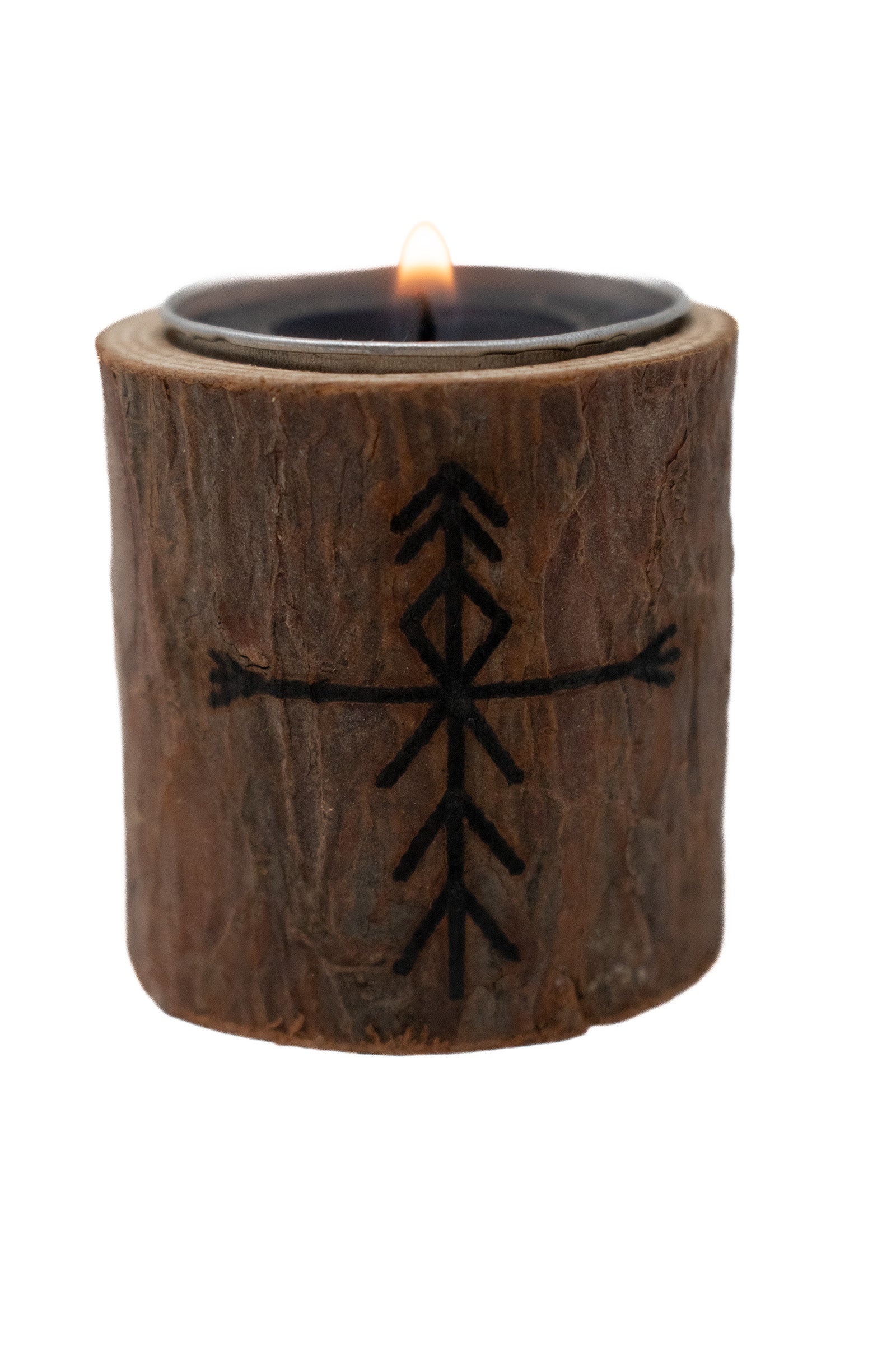 Live edge home protection bindrune candle holder