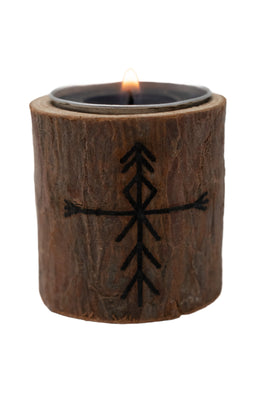 Live edge home protection bindrune candle holder
