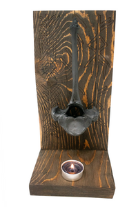 triple bindrune and blackened elk vertebra altar