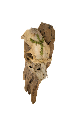 Image of driftwood & deer skull wall hanger