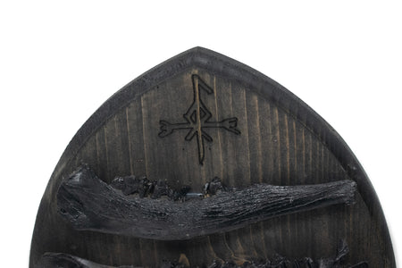 norse god Loki and blackened jawbones altar