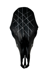 Blackened web of wyrd cow skull