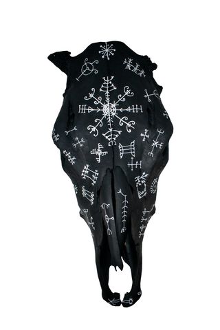Image of Blackened Icelandic magical staves cow skull