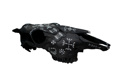Image of Blackened Icelandic magical staves cow skull