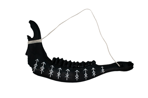 Image of blackened elk jawbone hanger