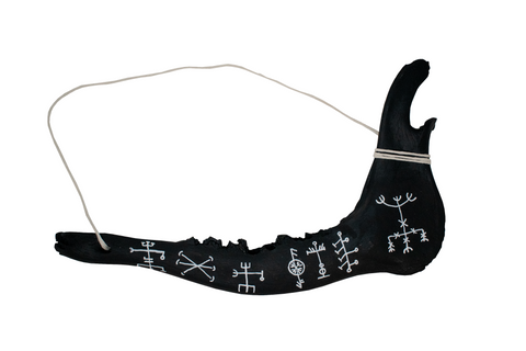 Image of blackened elk jawbone hanger