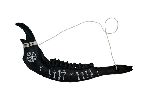 Image of blackened elk jawbone hanger
